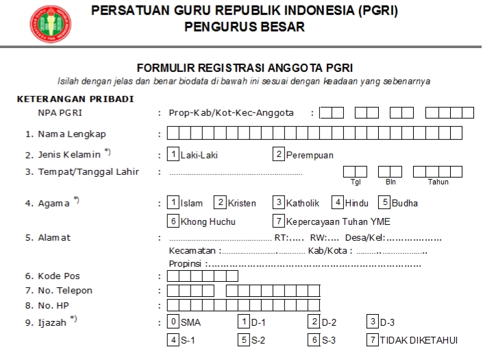 Pendaftaran PGRI Alor - Persatuan Guru Republik Indonesia Cabang Kabupaten Alor